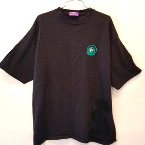 Vintage 90's Scared Guy Black Cotton Embroidered Tee Size XXL